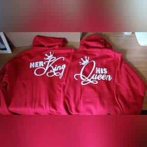 Valentine's Day Matching Red Zip Up Hoodie Her King His Queen Can Be Personalize